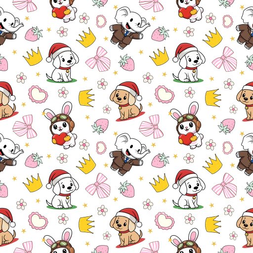Pattern PBR Texture Featuring Cute Holiday Animals and Pastel Motifs seamless Pattern Bundle PBR texture