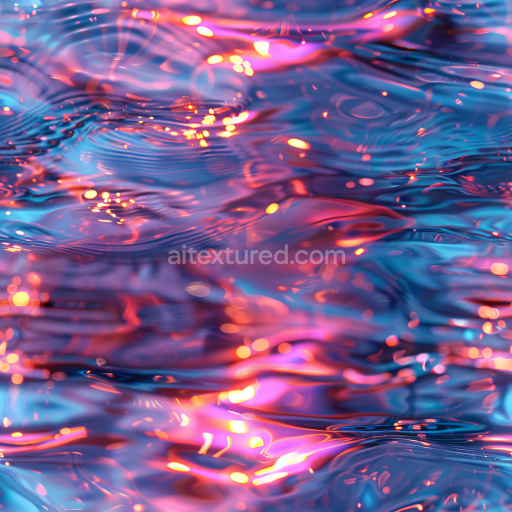 Seamless 3D PBR Texture Featuring Glossy Liquid Surface with Vibrant Blue and Pink Highlights