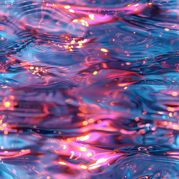 Featuring Glossy Liquid Surface with Vibrant Blue and Pink Highlights seamless PBR texture preview