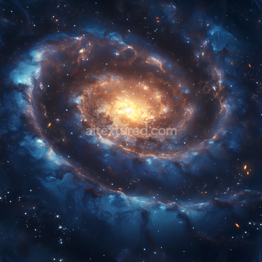 Preview — Seamless 3D PBR Texture of a Glowing Spiral Galaxy with Deep Blue Nebula Clouds