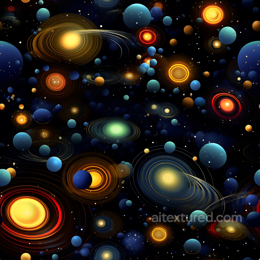 Space PBR Texture Featuring Stylized Planetary Orbits and Starfield seamless Star, space, planets PBR texture