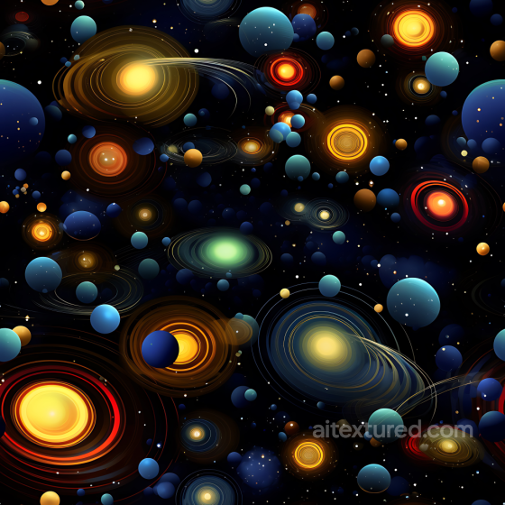 Space PBR Texture Featuring Stylized Planetary Orbits and Starfield Star, space, planets texture preview