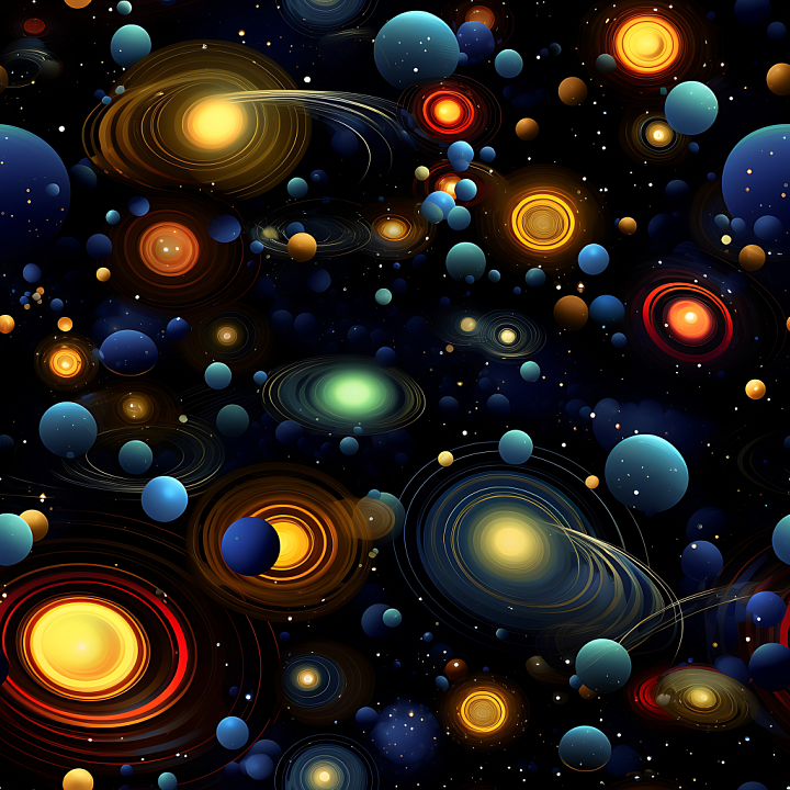 Space Featuring Stylized Planetary Orbits and Starfield seamless PBR texture preview