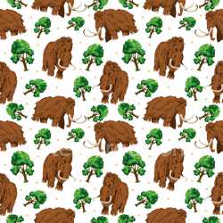 Pattern Bundle - Seamless 3D Pattern PBR Texture Featuring Cartoon Mammoths and Green Trees texture preview