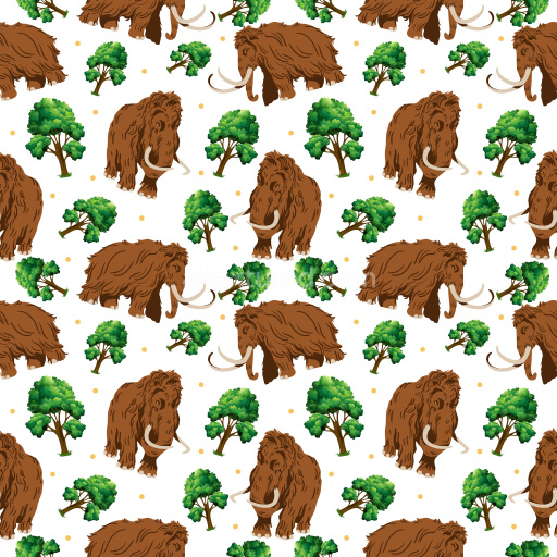 Pattern Bundle - Seamless 3D Pattern PBR Texture Featuring Cartoon Mammoths and Green Trees texture preview
