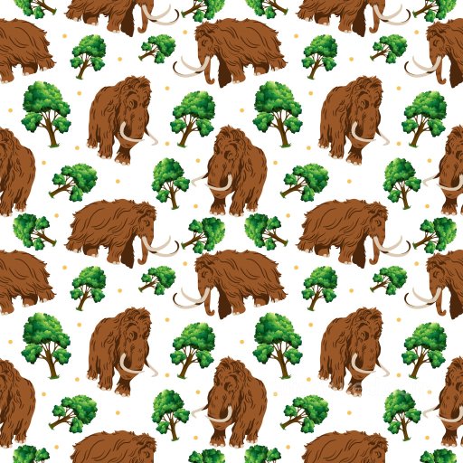 Pattern PBR Texture Featuring Cartoon Mammoths and Green Trees seamless Pattern Bundle PBR texture