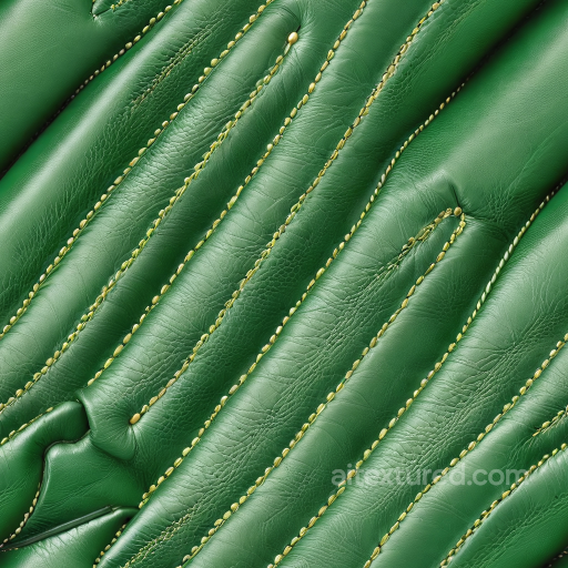 quilted green leather PBR texture with detailed golden stitching seamless Leather PBR texture