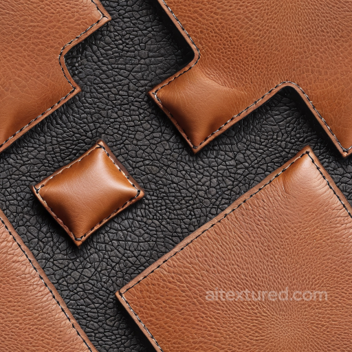 Featuring Two-Tone Pebbled Black and Smooth Brown Leather with Stitched Panels seamless Leather PBR texture