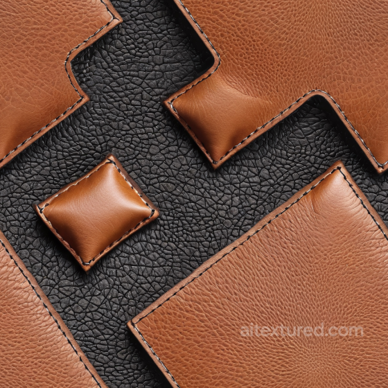 Featuring Two-Tone Pebbled Black and Smooth Brown Leather with Stitched Panels Leather texture preview