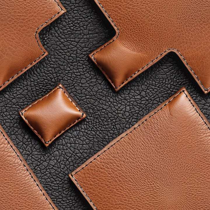 Featuring Two-Tone Pebbled Black and Smooth Brown Leather with Stitched… seamless PBR texture preview