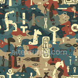 seamless Seamless 3D Stylized Ancient Symbol Camouflage PBR Texture with Abstract Organic Shapes and Muted Earth Tones texture 8k free download PBR