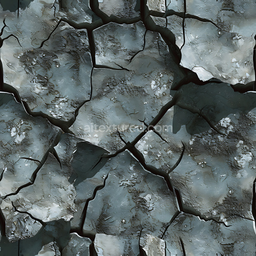 Seamless 3D cracked plaster PBR texture with chipped edges and dark fissures