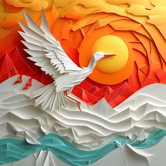 Featuring Origami-Style Crane and Vibrant Gradient Background Animal texture preview