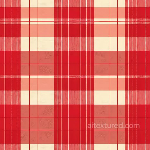 Seamless 3D PBR Texture of Red and Cream Checked Plaid Fabric with Subtle Weave Detail texture preview