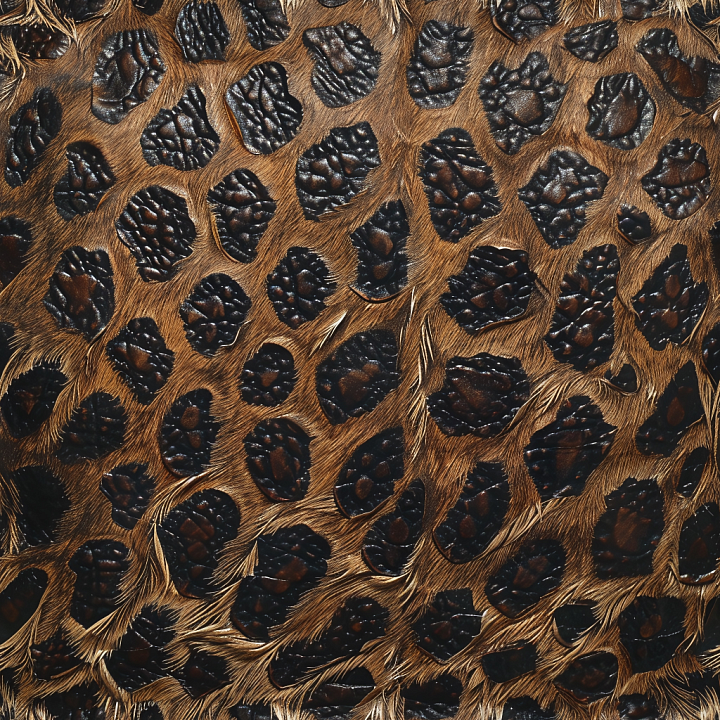Glossy Textured Brown and Hairy Leather with Raised Patches seamless PBR texture preview