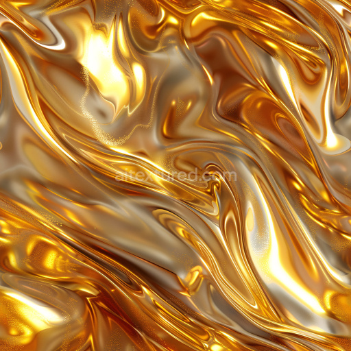Seamless 3D PBR Glossy Texture Featuring Liquid Gold and Smooth Reflective Swirls