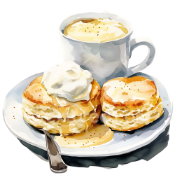 seamless Watercolor Biscuits and Gravy Breakfast PNG Graphic with Creamy Tones texture 8k free download PBR