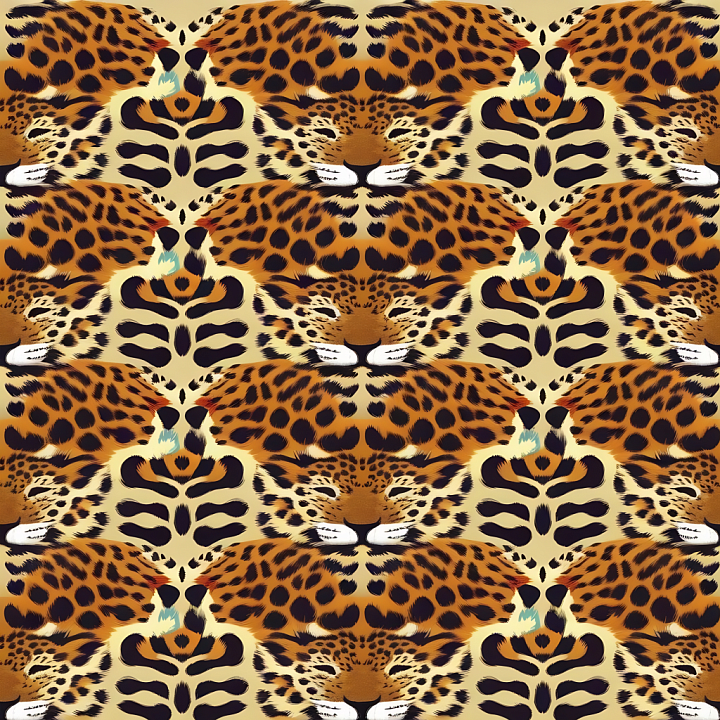 Leopard Print Fabric with Rich Orange and Black Pattern seamless PBR texture preview
