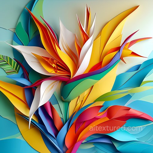 Animal - Seamless 3D PBR Texture Featuring Vibrant Birds Of Paradise Origami Style texture preview