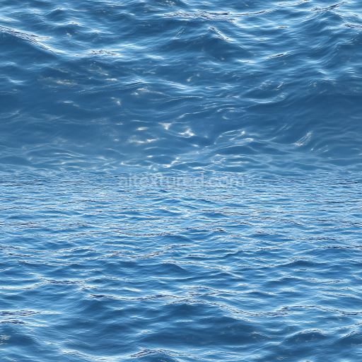 Seamless 3D Water PBR Texture Featuring Realistic Ocean Surface Waves and Reflections