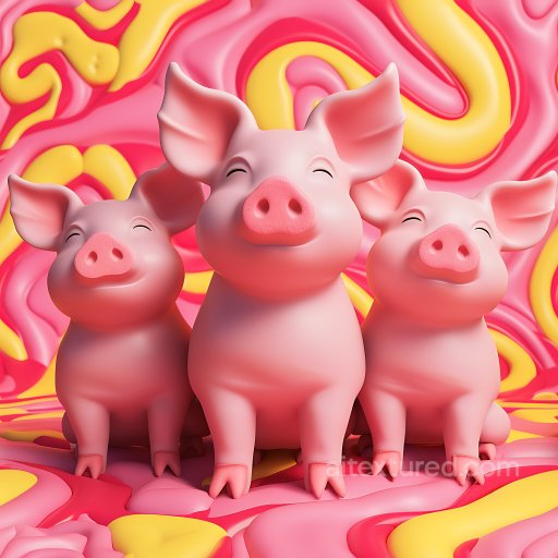 Inflated Silicone Tubes PBR Texture in Pink and Yellow Swirls seamless Inflated PBR texture