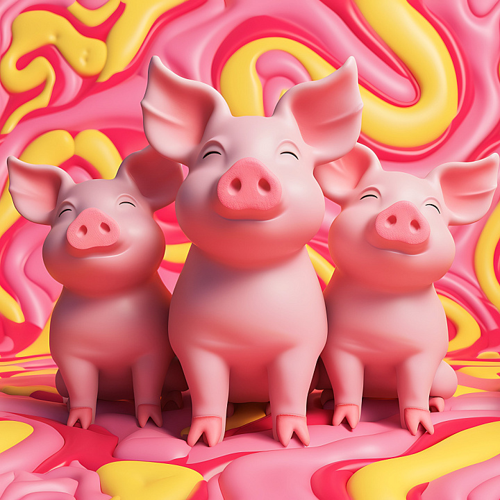 Inflated Silicone Tubes in Pink and Yellow Swirls seamless PBR texture preview