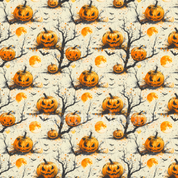 seamless Seamless 3D PBR Vintage Halloween Texture Featuring Carved Pumpkins & Moon texture 8k free download PBR
