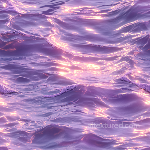 Water Texture of Purple Ocean Surface with Soft Foam and Reflective Waves seamless Water PBR texture