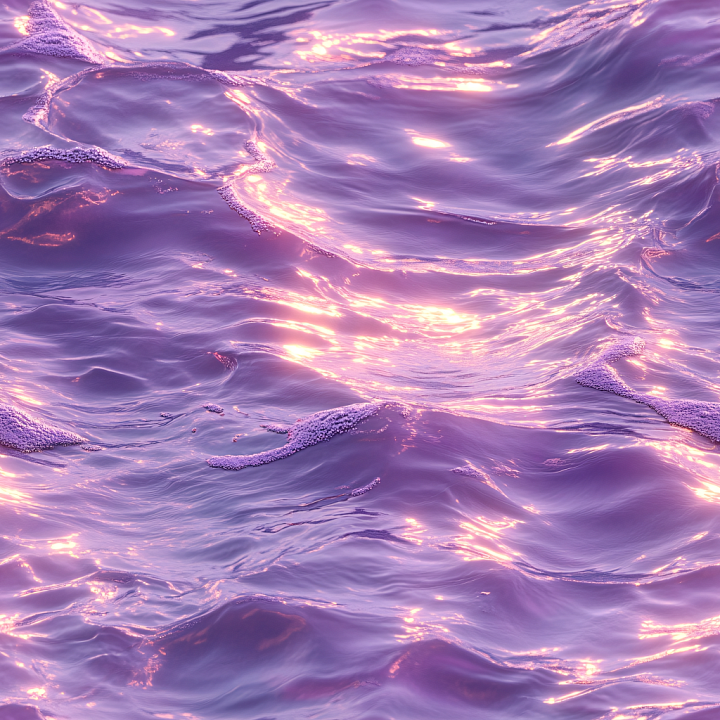 Water of Purple Ocean Surface with Soft Foam and Reflective Waves seamless PBR texture preview