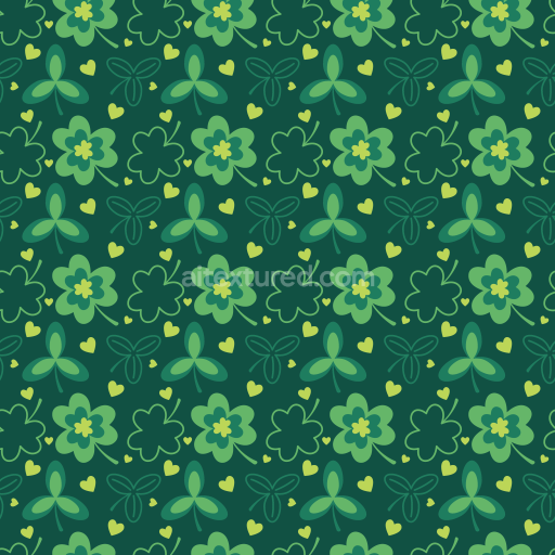 Seamless 3D PBR Texture Featuring St Patrick Clover and Heart Pattern