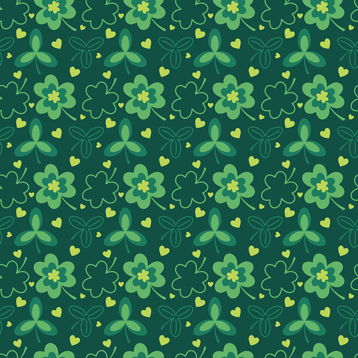 Featuring St Patrick Clover and Heart Pattern seamless PBR texture preview