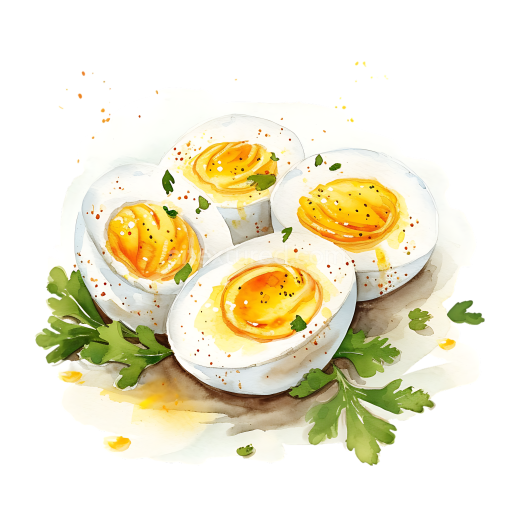 Delicious Deviled Eggs Breakfast Illustration with Fresh Herbs