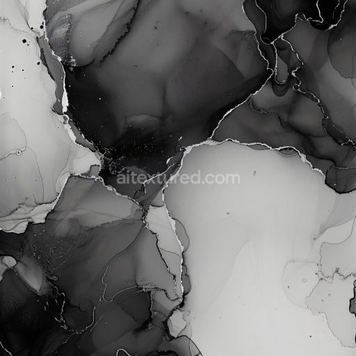 Seamless 3D Alcohol Ink PBR Texture with Black and White Organic Marbling