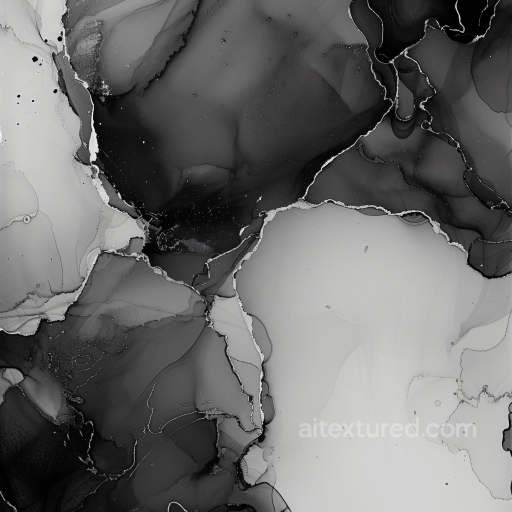 Alcohol Ink PBR Texture with Black and White Organic Marbling seamless Alcohol ink PBR texture