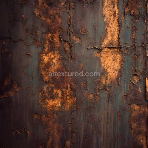Seamless 3D Rusty Metal Cracked and Corroded PBR Texture with Orange-Brown Patina