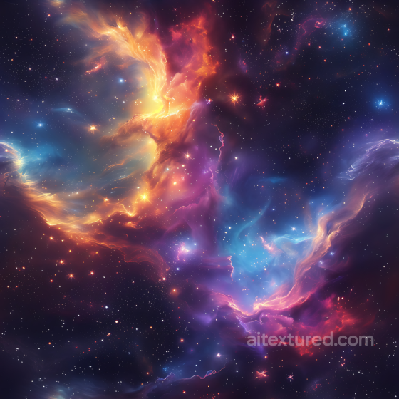 Space PBR Texture Featuring Vibrant Glowing Nebula with Deep Starfield Star, space, planets texture preview