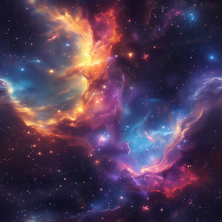 Space Featuring Vibrant Glowing Nebula with Deep Starfield seamless PBR texture preview