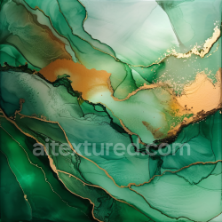 seamless Seamless 3D Alcohol Ink PBR Texture Featuring Green Gradients and Gold Vein Swirls texture 8k free download PBR