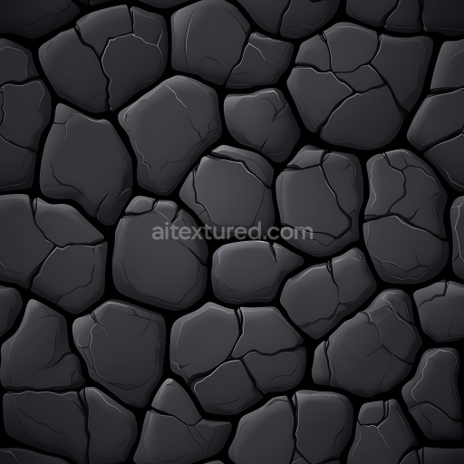 Preview — Seamless 3D Cracked Black Stone PBR Texture with Irregular Rock Pattern