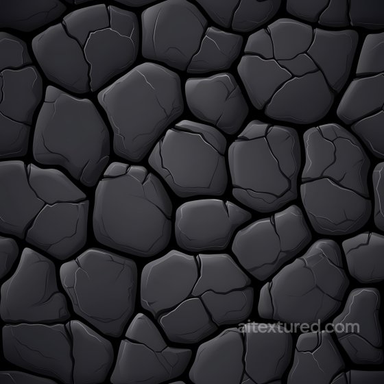Cracked Black Stone PBR Texture with Irregular Rock Pattern Cracked & Holes texture preview