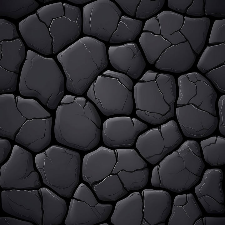 Cracked Black Stone with Irregular Rock Pattern seamless PBR texture preview