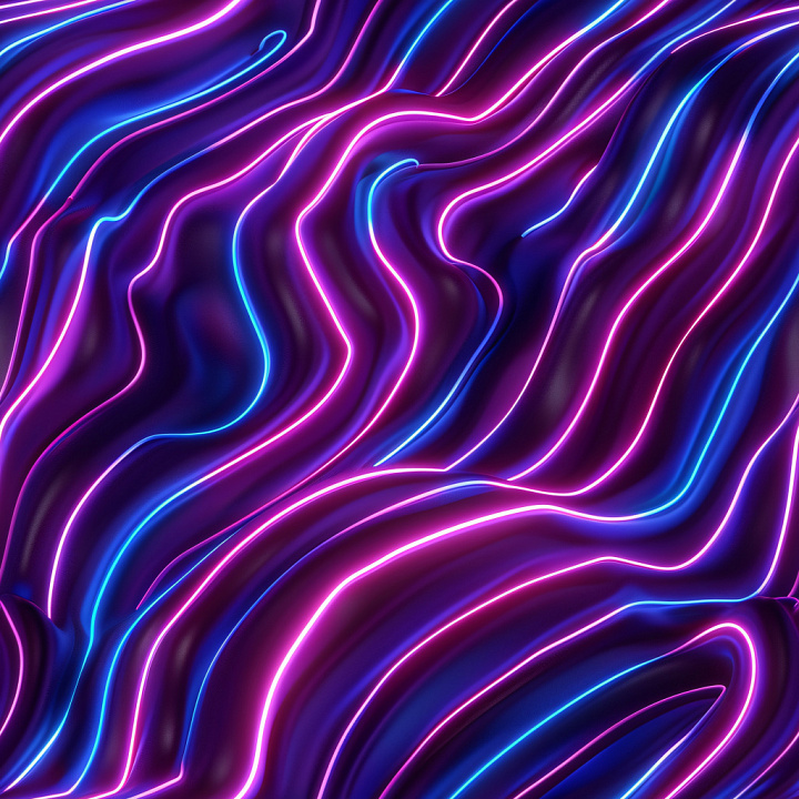 Featuring Glossy Neon Purple and Blue Waves with Smooth Flow seamless PBR texture preview