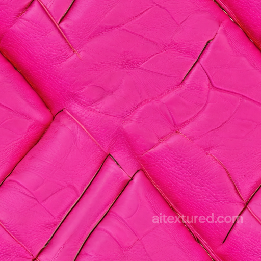 Vibrant Pink Quilted Leather Texture with Distinct Grain and Stitching seamless Leather PBR texture