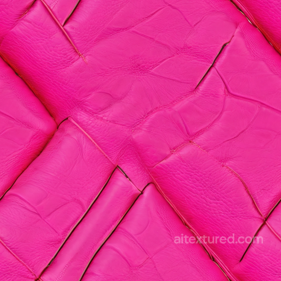 Vibrant Pink Quilted Leather Texture with Distinct Grain and Stitching Leather texture preview