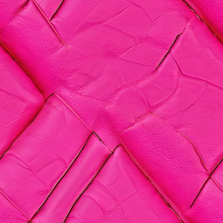 Vibrant Pink Quilted Leather with Distinct Grain and Stitching seamless PBR texture preview