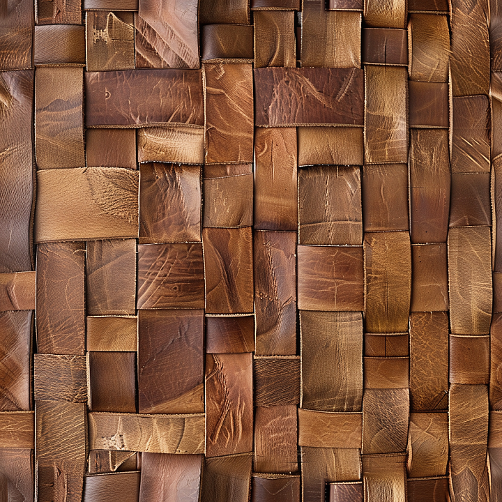 Woven Distressed Brown Leather with Varied Grain and Wear seamless PBR texture preview