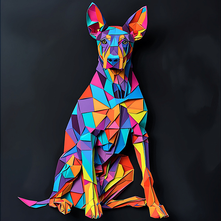 Featuring Vibrant Geometric Doberman Pinscher Pattern seamless PBR texture preview