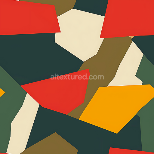 Seamless 3D Autumn Geometric Camouflage PBR Texture with Bold Color Blocks