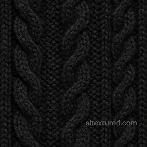 Black Wool Cable Knit Chunky Knit Thick Wool Fibers seamless Wool PBR texture