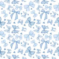 Pattern Bundle - Seamless 3D Pattern PBR Texture Featuring Soft Blue Watercolor Bows and Hearts texture preview